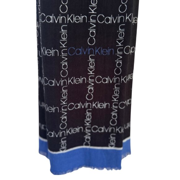 Calvin Klein Black Scarf with Allover Logo in White & Blue - Picture 3 of 7